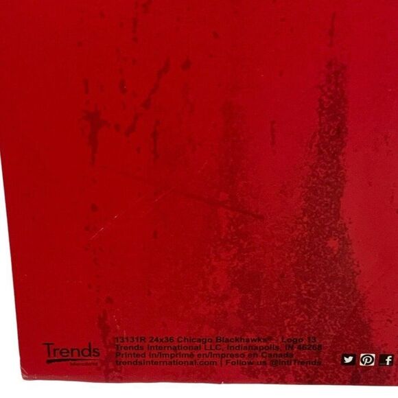 Chicago Blackhawks Chief Logo Poster 24x36 Hockey Team NHL Fan Vibrant Red - Picture 3 of 3